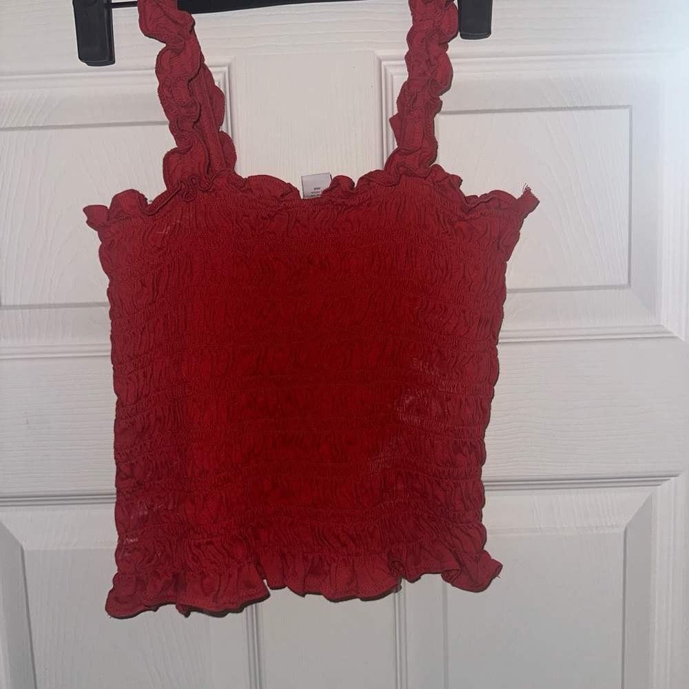 Old Navy Red Ruffled Crop Top